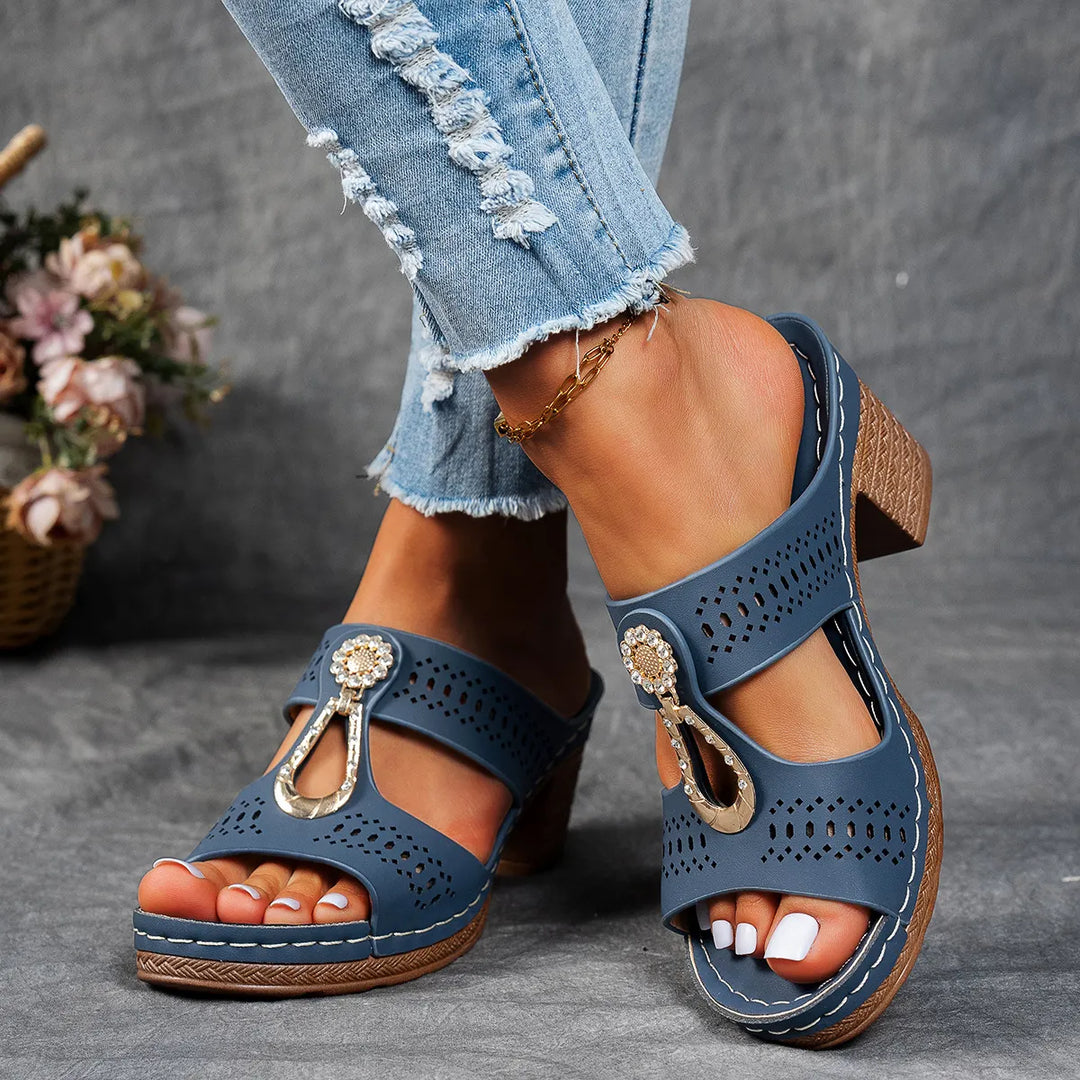 Elena | Orthopeadic Diamanté Heeled Sandals