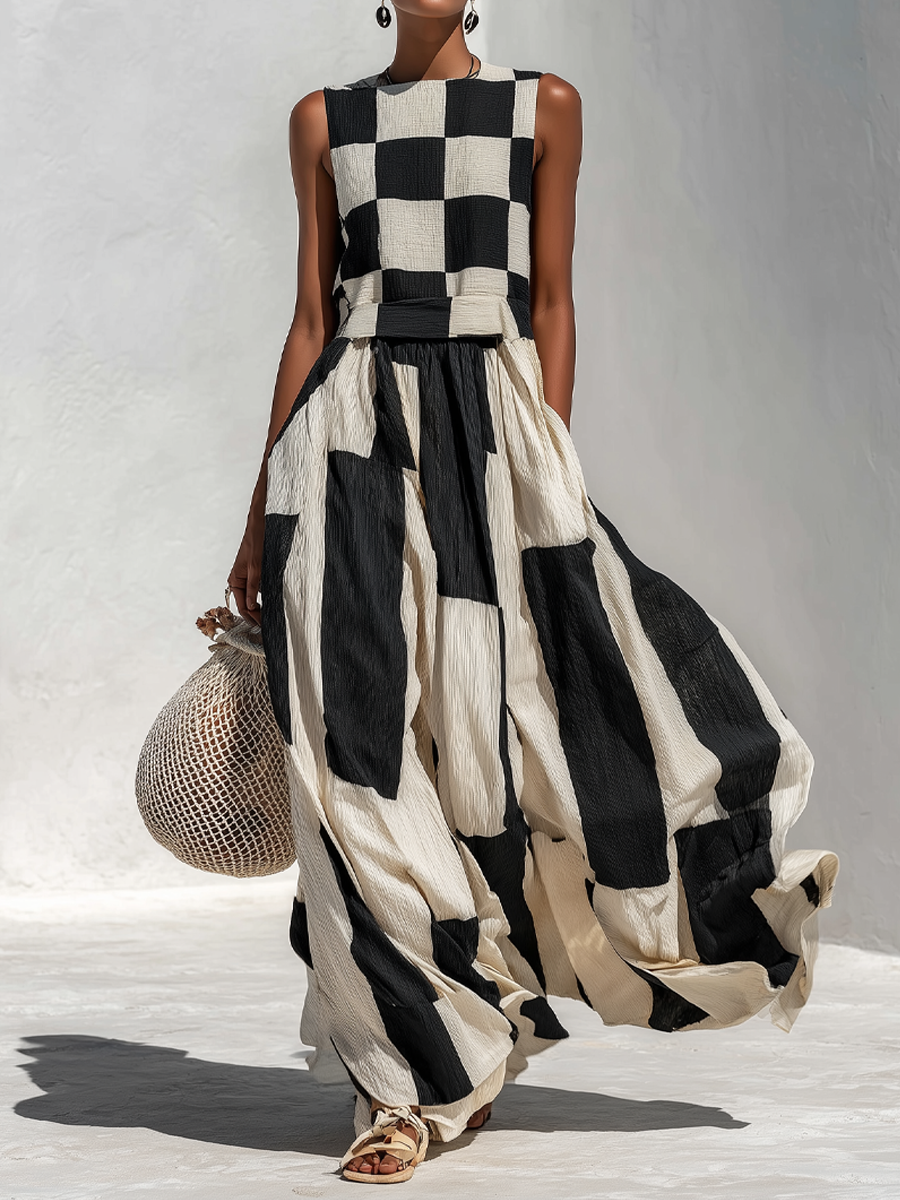 Lydia | Contrast Panel Maxi Dress