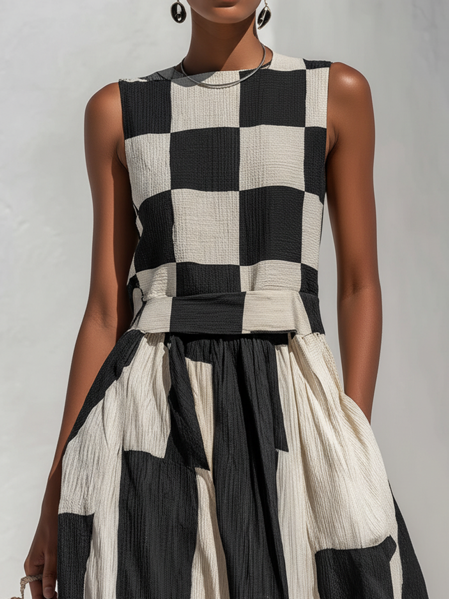 Lydia | Contrast Panel Maxi Dress