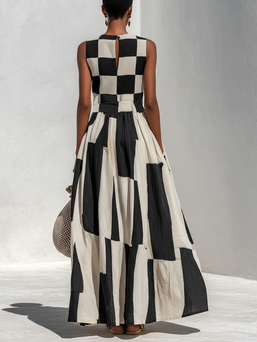 Lydia | Contrast Panel Maxi Dress