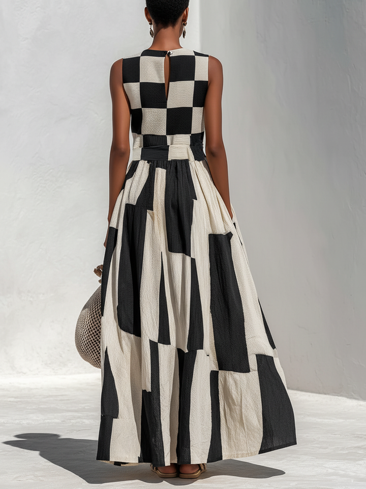 Lydia | Contrast Panel Maxi Dress
