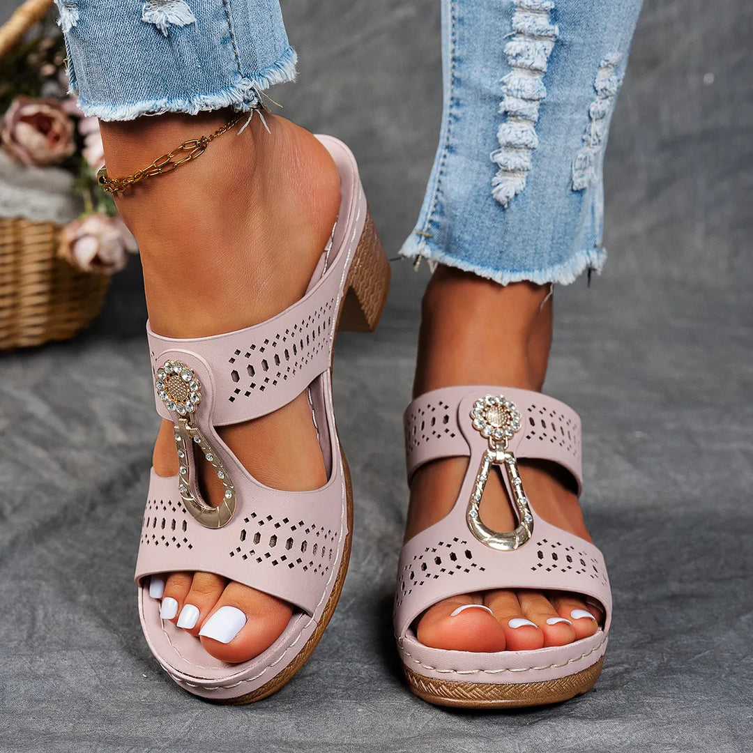 Elena | Orthopeadic Diamanté Heeled Sandals