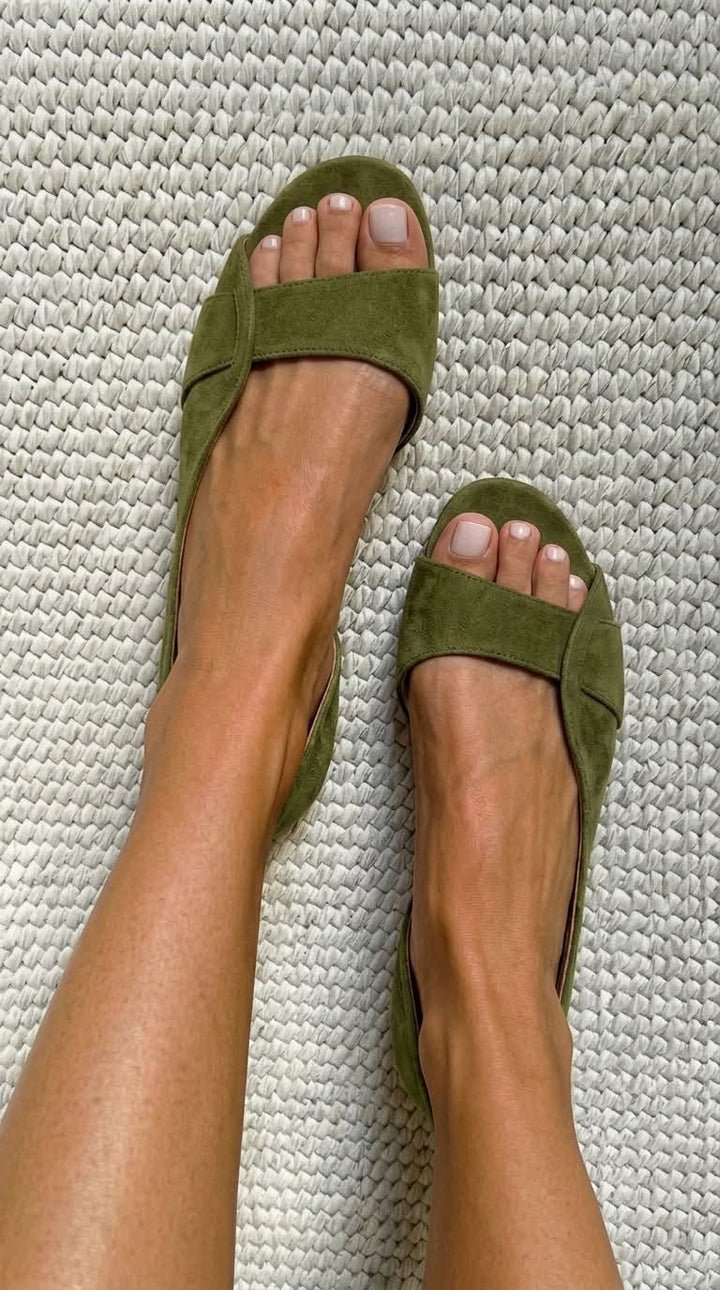Casual Low Open-Toe Suede Slingback Sandals