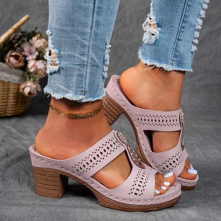 Elena | Orthopeadic Diamanté Heeled Sandals