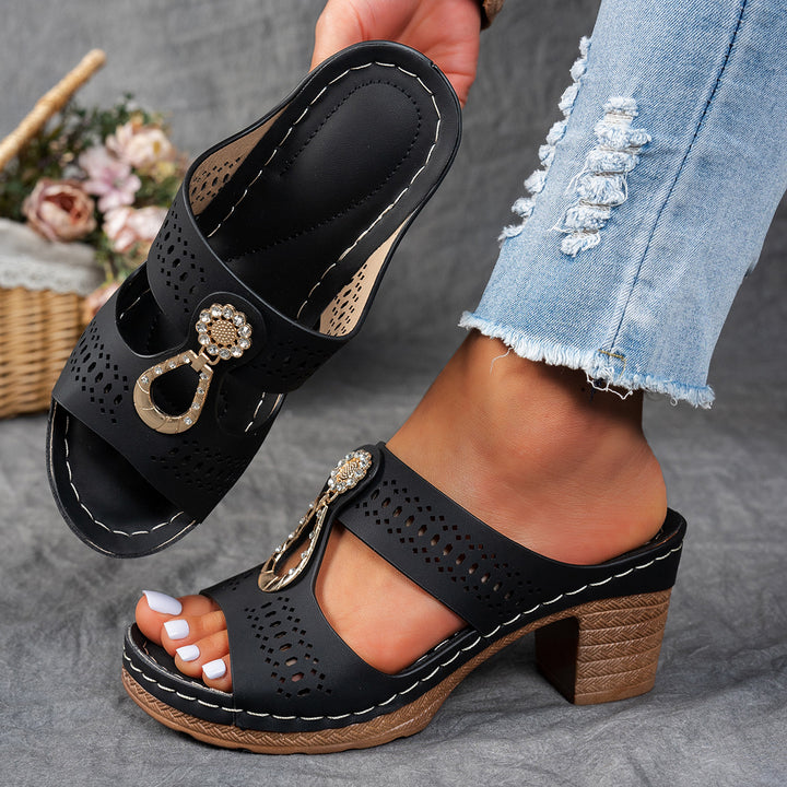 Elena | Orthopeadic Diamanté Heeled Sandals