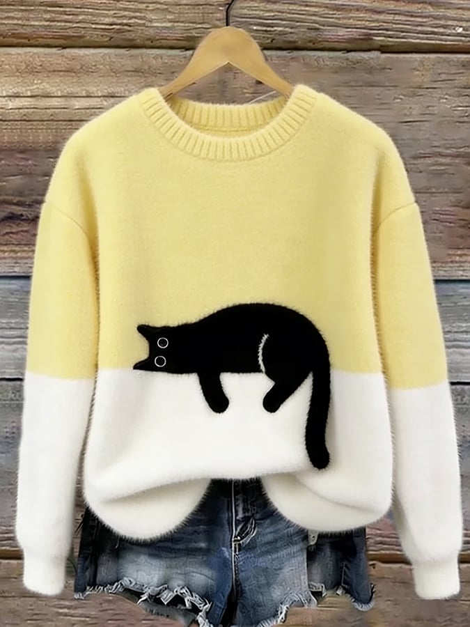 Mabel | Cat Print Oversized Sweater