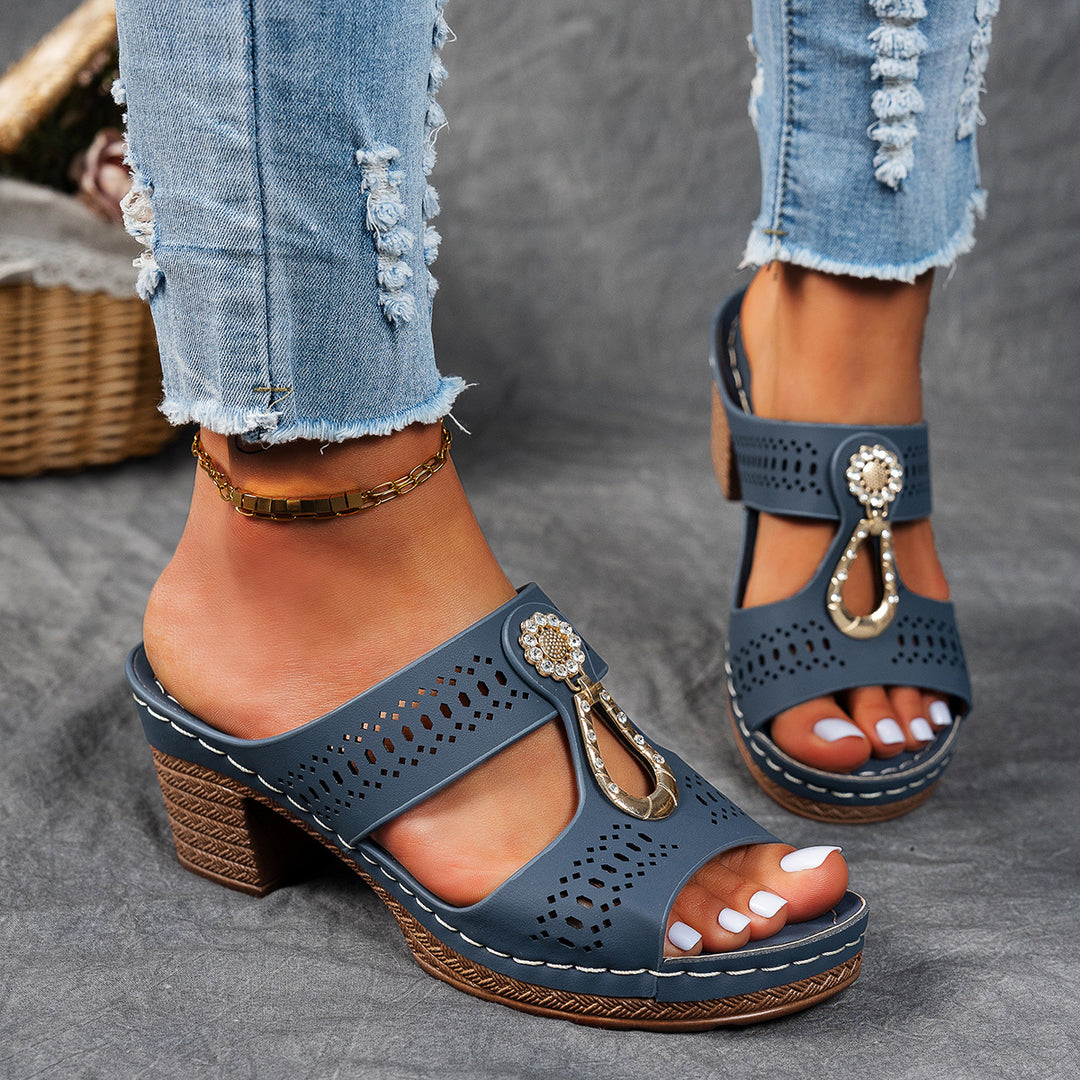 Elena | Orthopeadic Diamanté Heeled Sandals