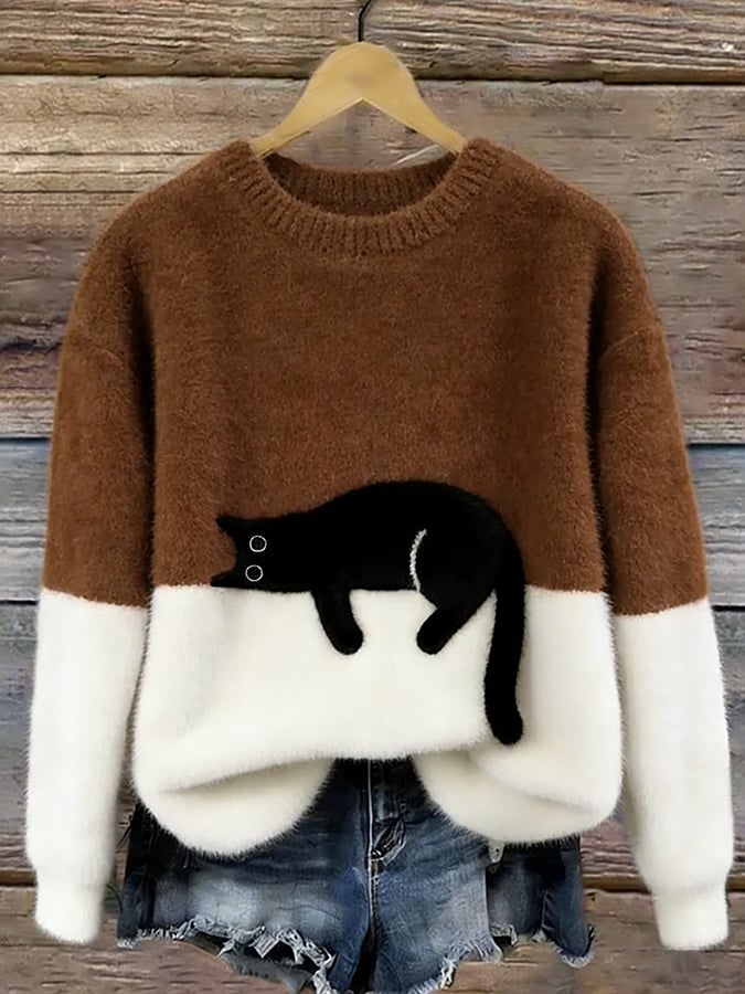 Mabel | Cat Print Oversized Sweater