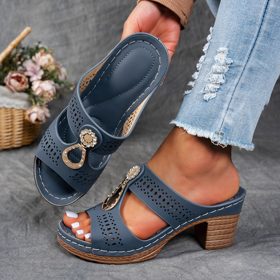 Elena | Orthopeadic Diamanté Heeled Sandals