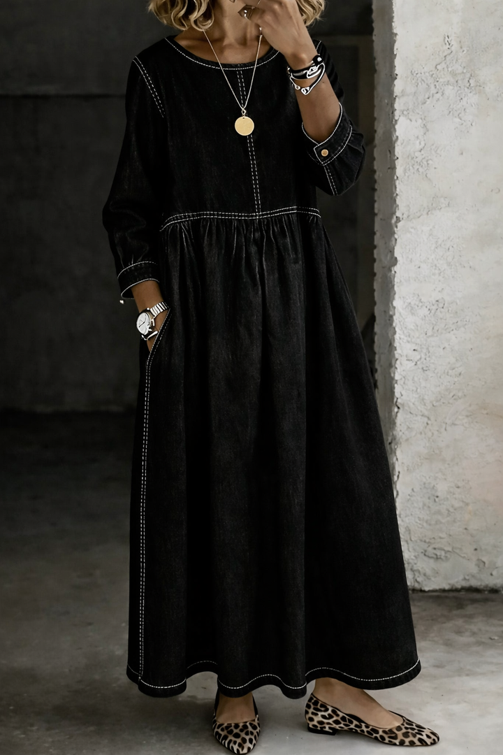 Sylvia | Vintage Denim Maxi Dress