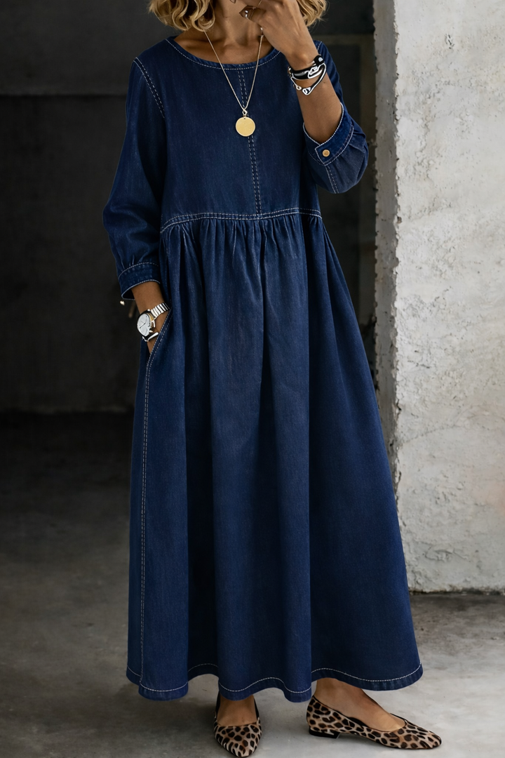 Sylvia | Vintage Denim Maxi Dress