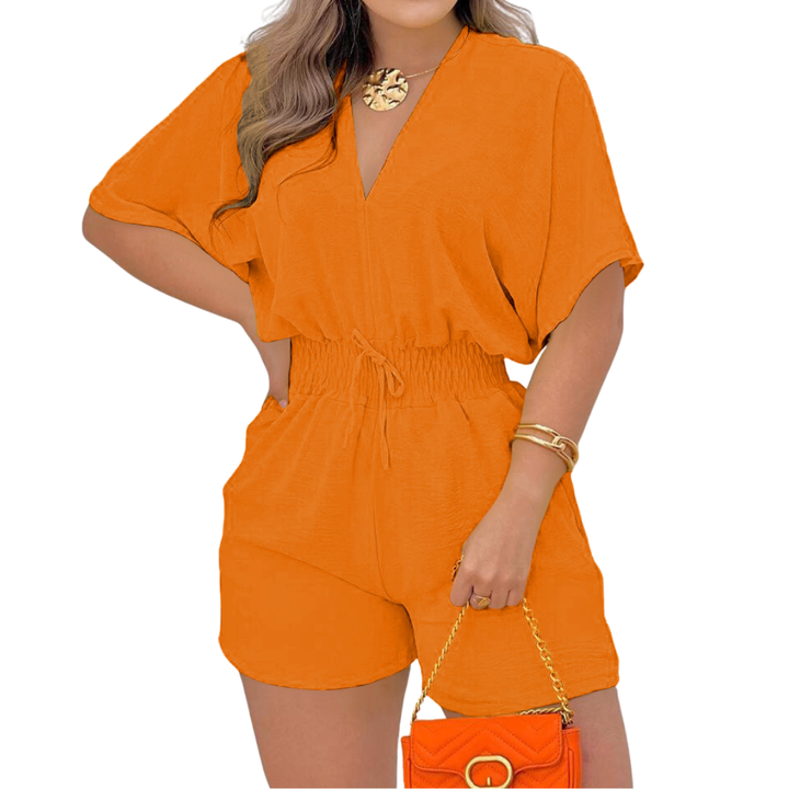 JOELLE™ – Casual V-Neck Drawstring Romper