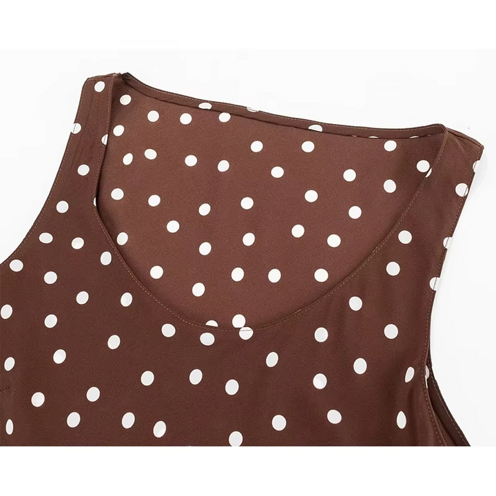 Alice | Chocolate Polka Dot Maxi Dress