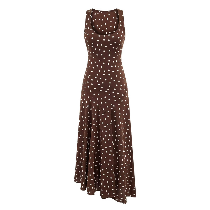 Alice | Chocolate Polka Dot Maxi Dress