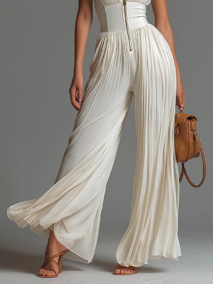 Luna | White Chiffon Jumpsuit