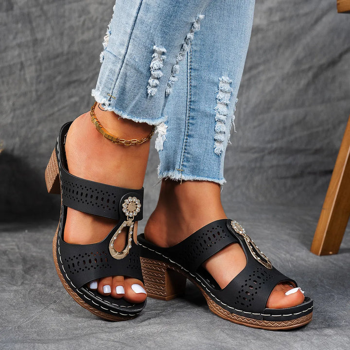 Elena | Orthopeadic Diamanté Heeled Sandals