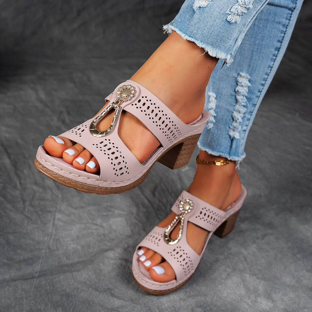 Elena | Orthopeadic Diamanté Heeled Sandals