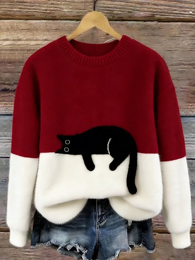 Mabel | Cat Print Oversized Sweater