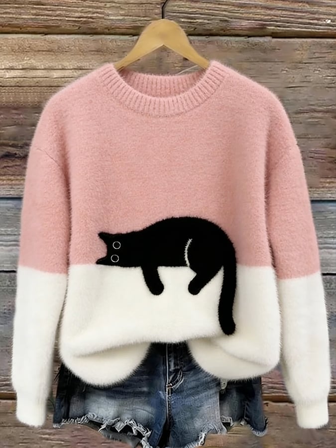 Mabel | Cat Print Oversized Sweater