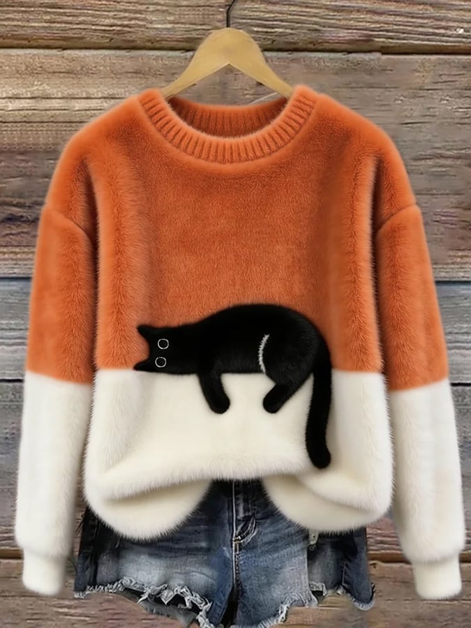 Mabel | Cat Print Oversized Sweater